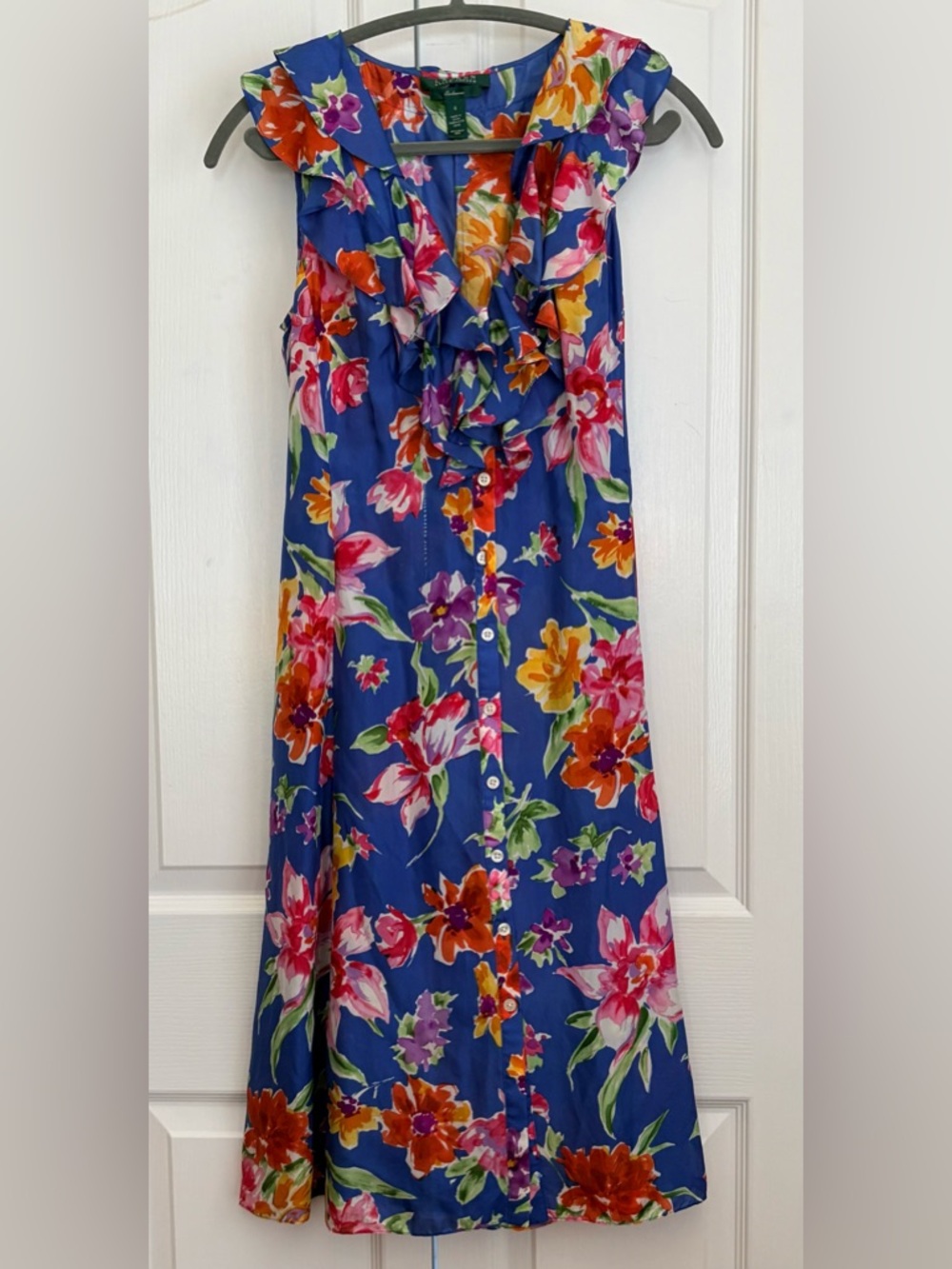 Lauren Ralph Lauren Dress, vintage, silk, multicolored size 4,